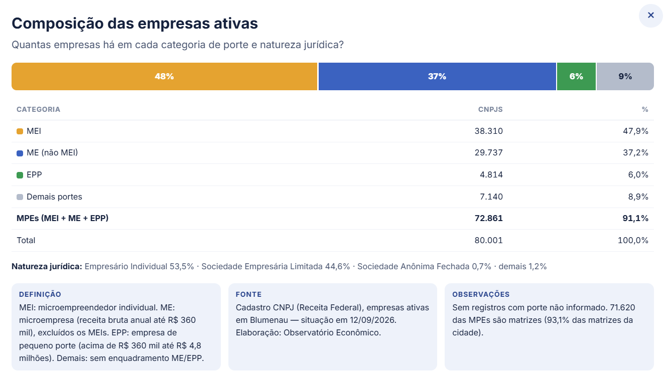 Composição das empresas ativas de Blumenau