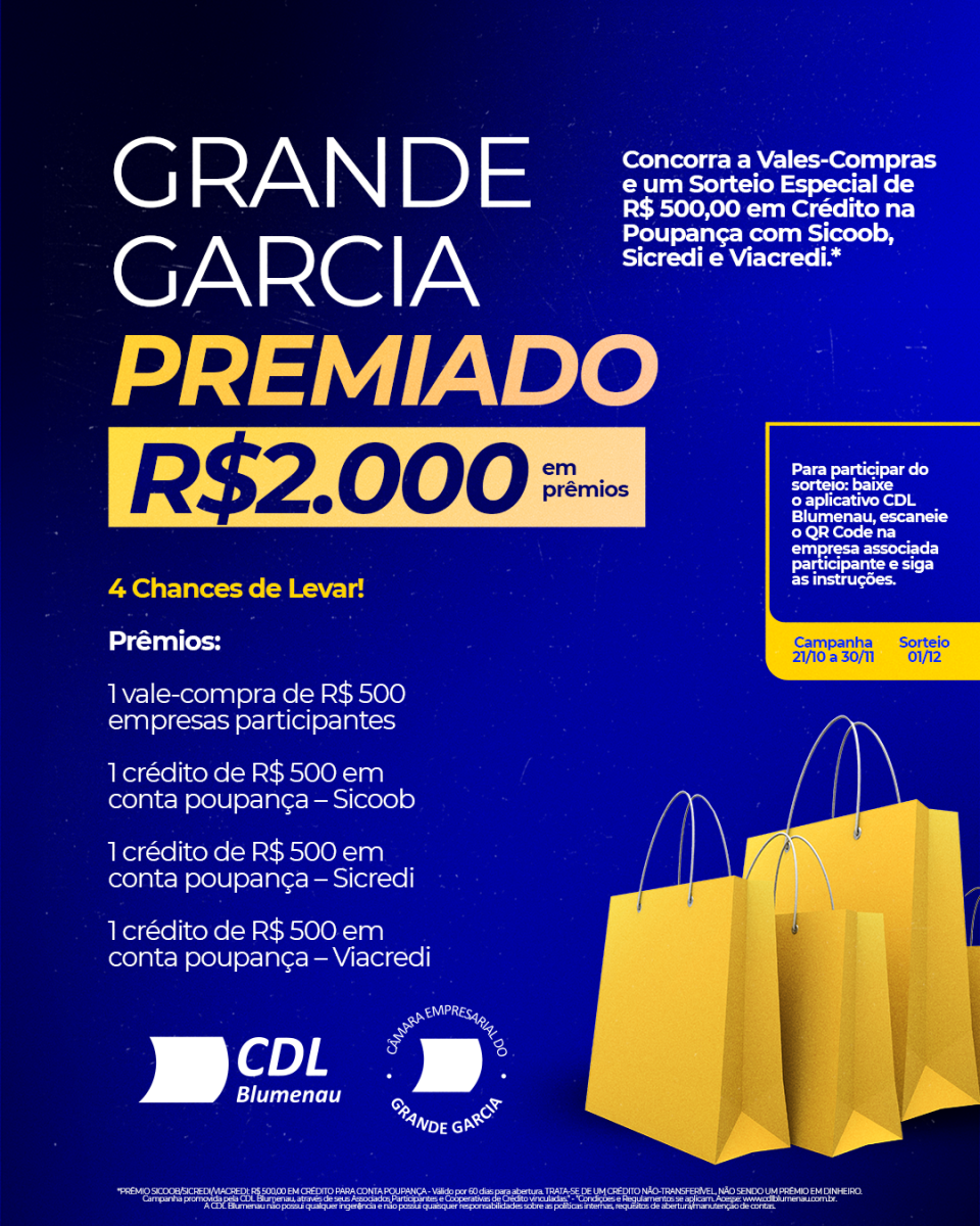 Comércio do Grande Garcia lança promoção com sorteios para quem comprar na região