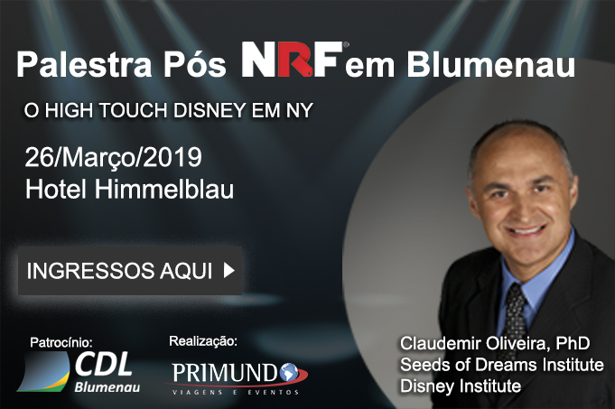 Especialista internacional da Disney realizará palestra em Blumenau sobre as tendências para o varejo