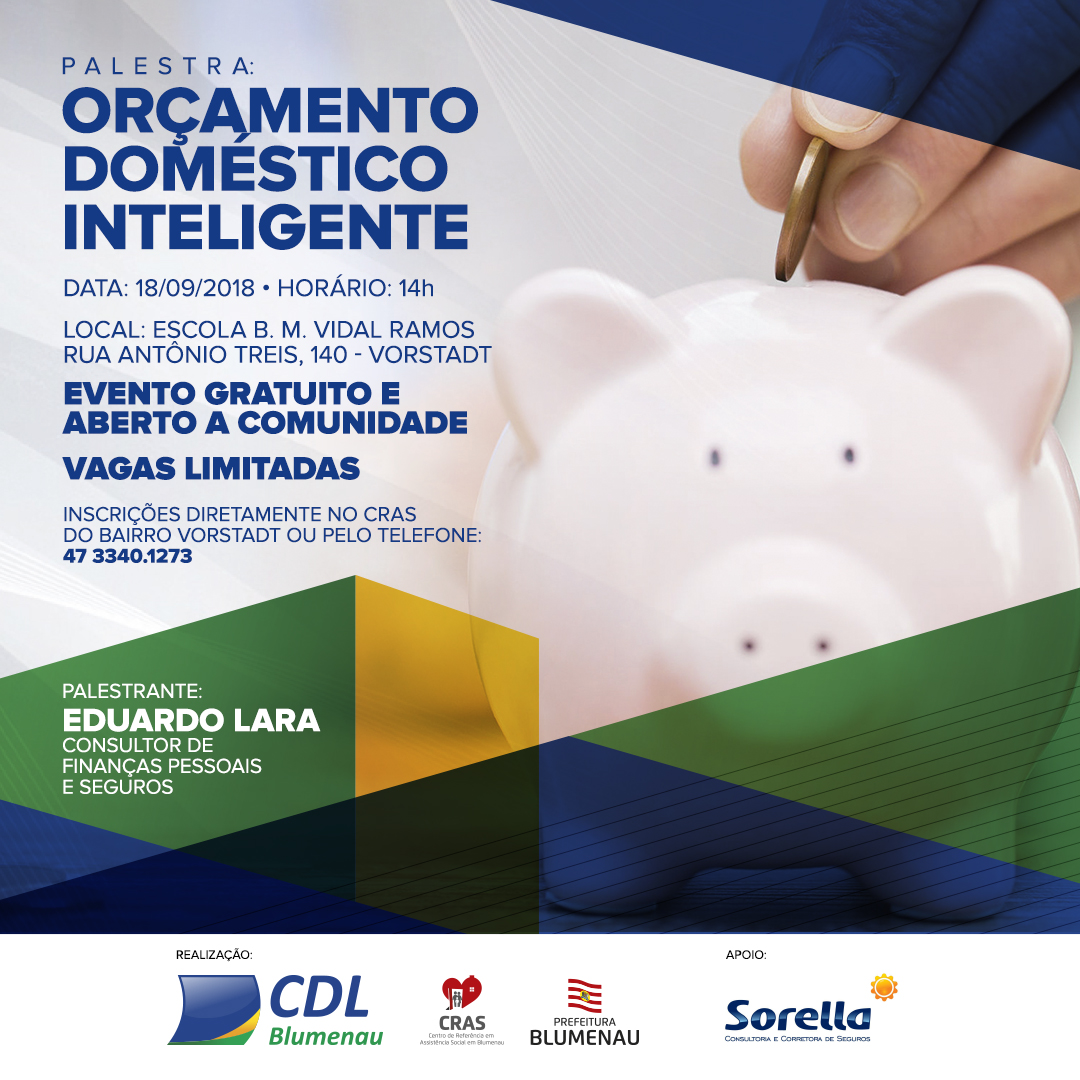 CDL Blumenau promove palestra gratuita sobre orçamento doméstico inteligente, com Eduardo Lara