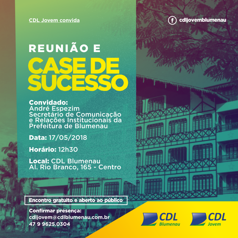 CDL Jovem receberá Secretário de Comunicação de Blumenau em reunião aberta ao público