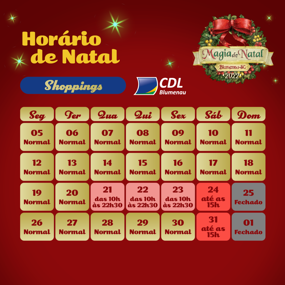 Horário de Natal 2022