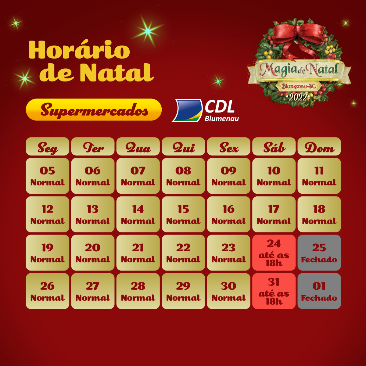 Horário de Natal 2022