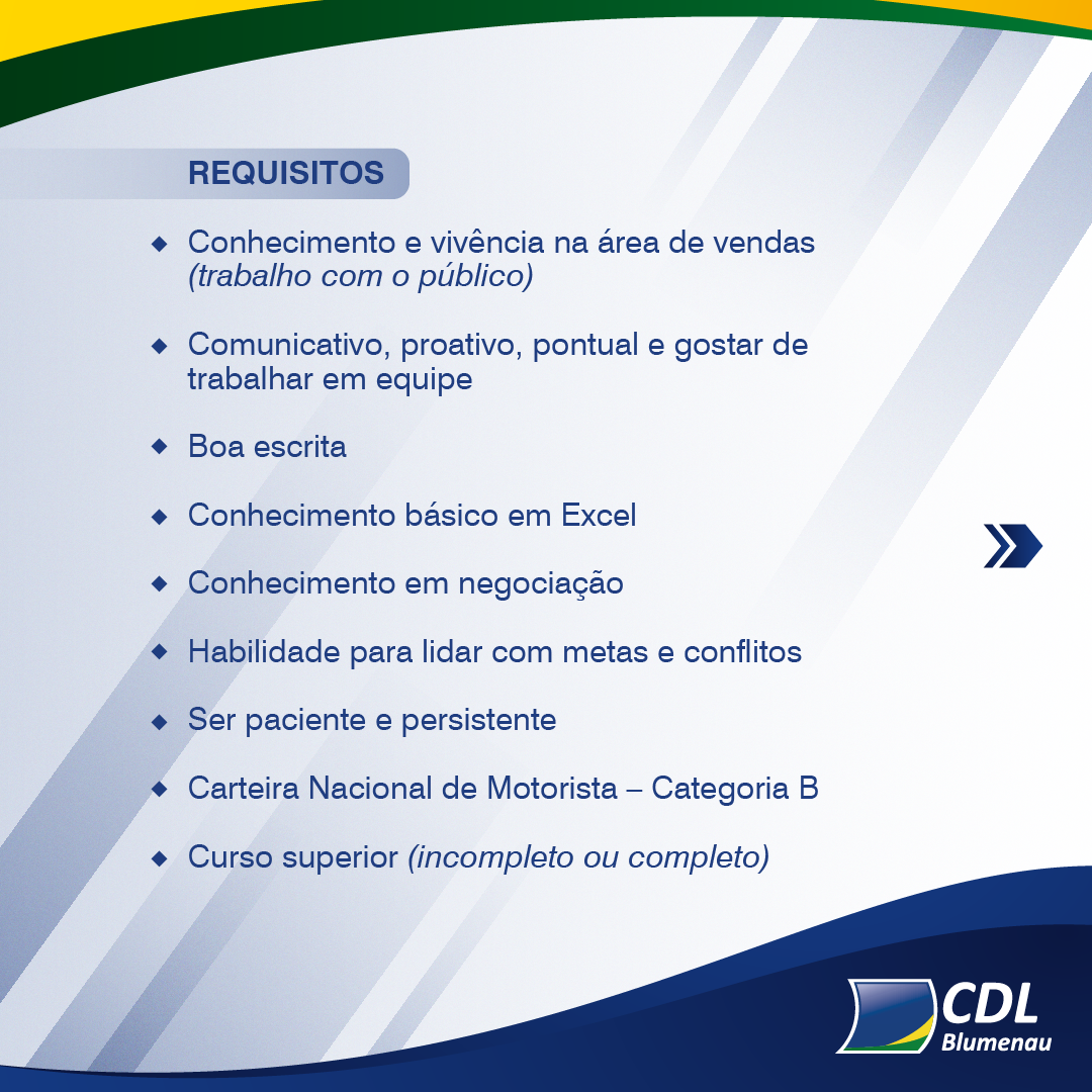 CDL Blumenau está contratando Consultor Externo Comercial