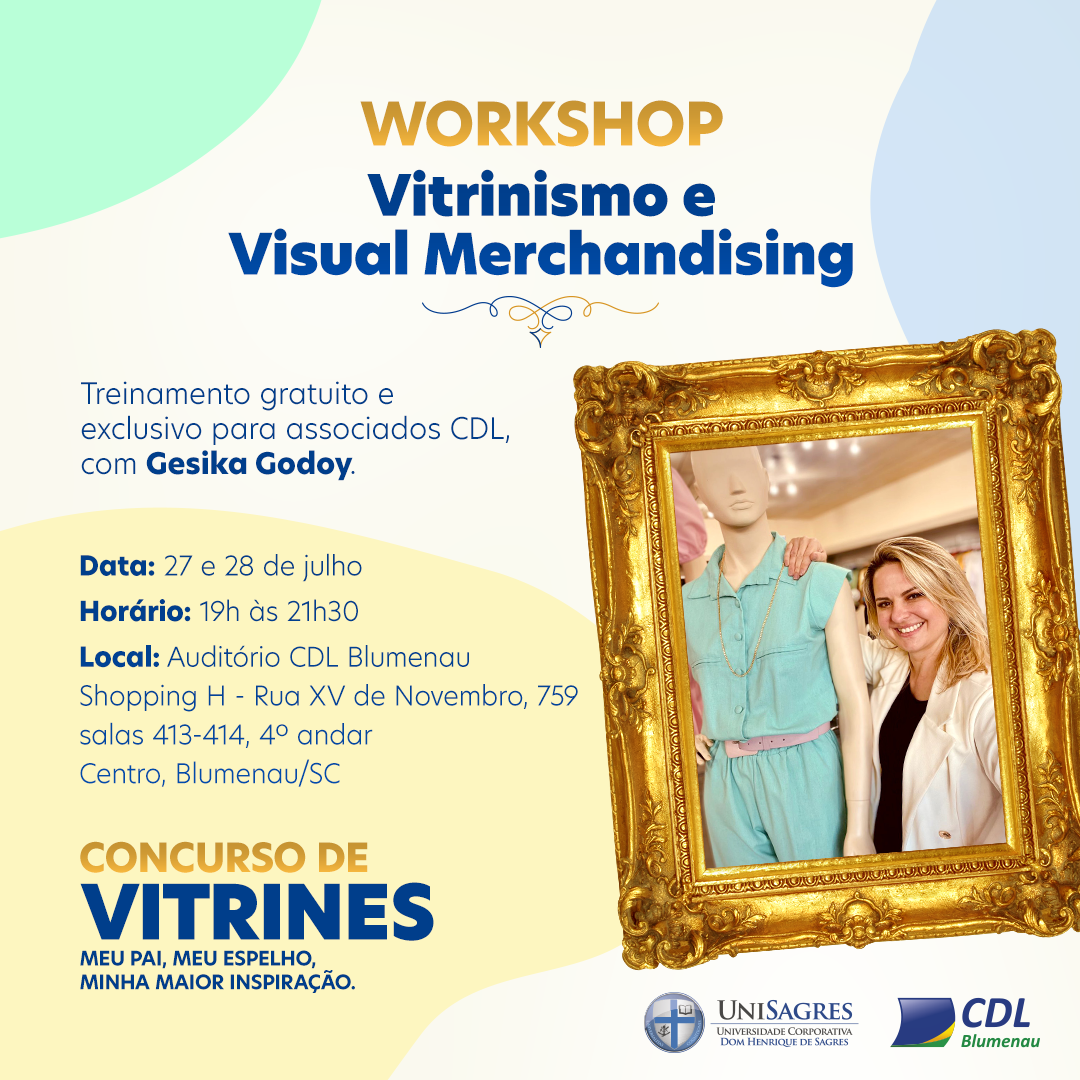 Gratuito: abertas inscrições para workshop “Vitrinismo e Visual Merchandising”, com foco no Dia dos Pais
