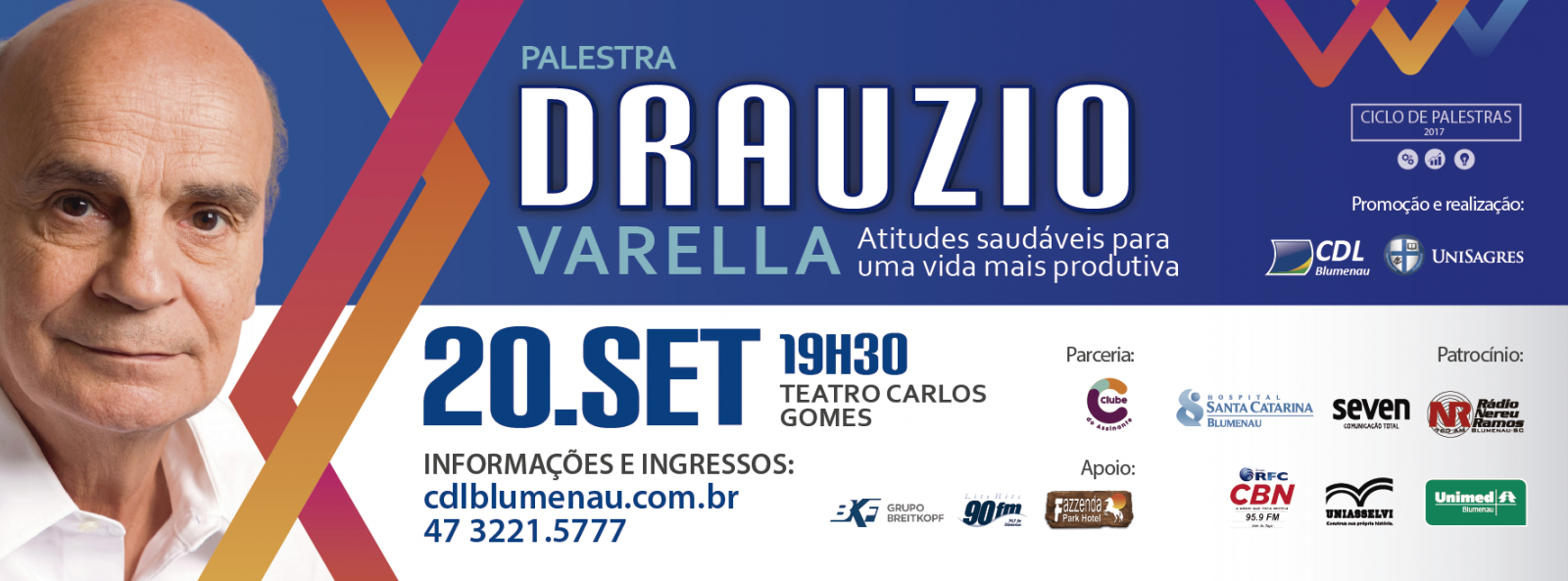 Ingressos para palestra do médico Drauzio Varella, em Blumenau, estão no segundo lote