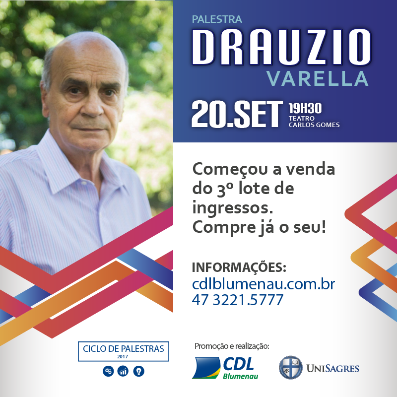 Últimos ingressos para a palestra de Drauzio Varella, em Blumenau