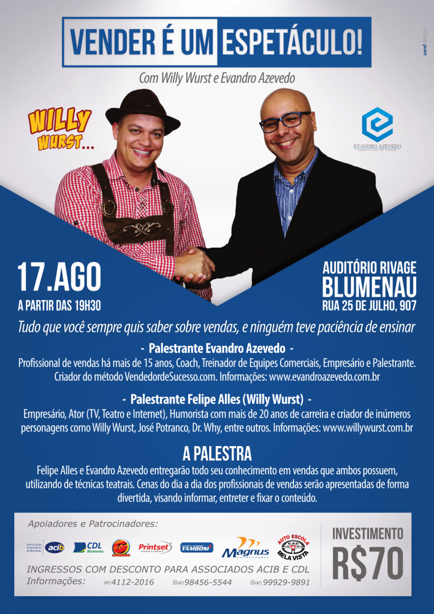 Associados à CDL tem desconto na palestra show “Vender é um Espetáculo”
