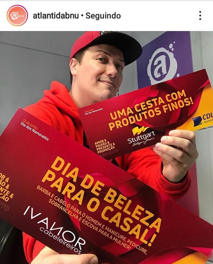 Sorteio para o Dia dos Namorados, na Rádio Atlântida