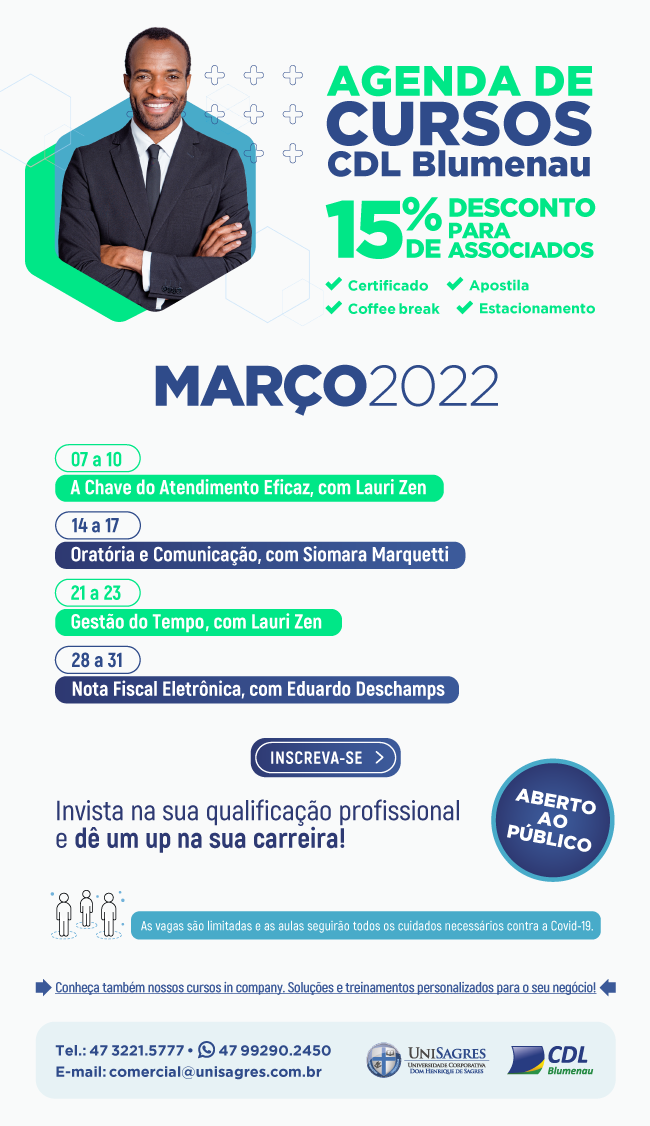 Março será marcado por quatro treinamentos na CDL Blumenau