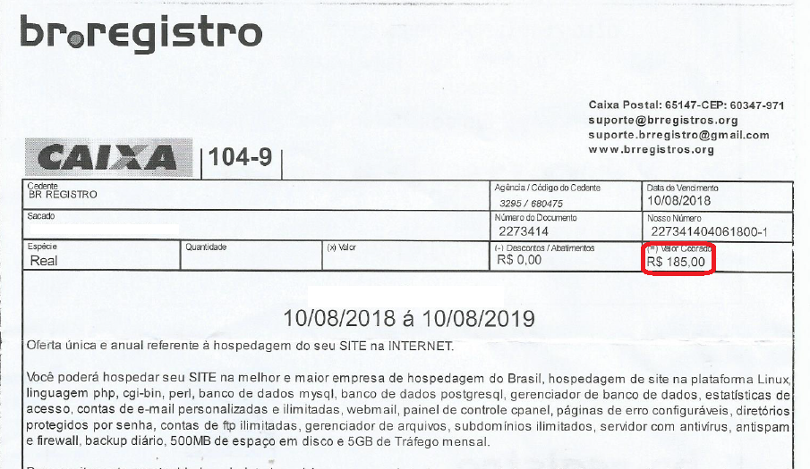 Boleto falso br.registro