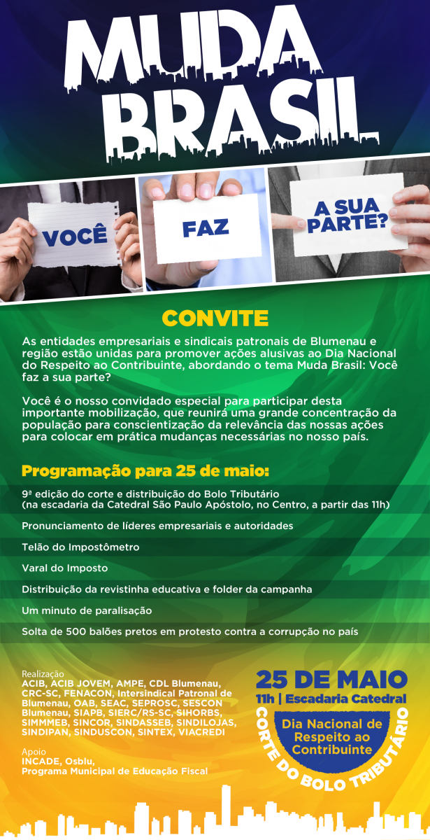 Bolo tributário será realizado no dia 25 de maio