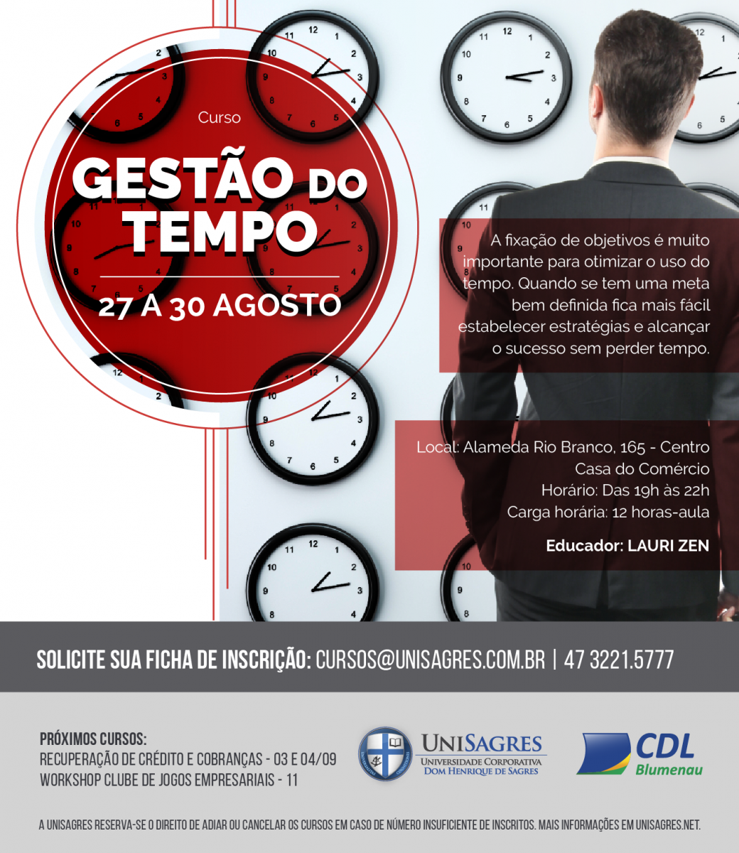 Gestão do Tempo é tema de curso na CDL Blumenau