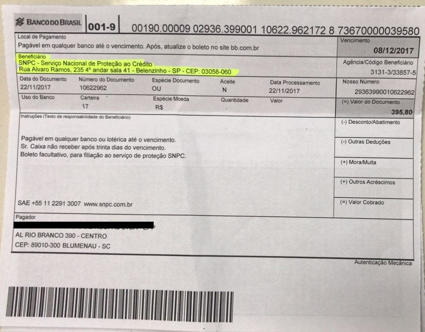 Golpe Boleto - Flaso SNPC