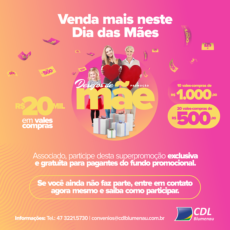 Associado, faça parte da promoção gratuita para o Dia das Mães
